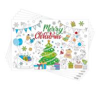 10uds Manteles Individuales para Colorear de Navidad para Niños, Manteles Individuales Navidad Papel para el Hogar Suministros de Mesa(Estilo de Juego 1)