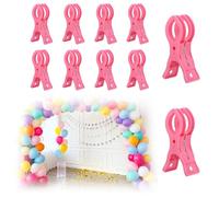 10uds Pinzas de Plástico para Arcos de Globos, Resistentes Abrazaderas Resorte para Decoración Bodas Fiestas Compromiso Fotografía y Manualidades (Rosa)