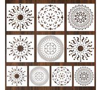10uds Plantillas para Hacer Mandalas, 2 Tamaños Reutilizables para Pintar Puntos Prácticas Herramientas de Puntos Plantillas para Mandalas para Botellas Tazas Bricolaje(Blanco)