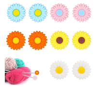 10uds Tapones para Agujas de Tejer, Lindos Protectores de Puntas de Agujas Coloridos Accesorios y Suministros para Tejer con Cubierta de Extremo de Aguja de Silicona(Estilo Margarita)