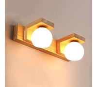 10W Led de Madera Lámpara de Pared para Baño Luz de Espejo Baño 2 Llamas G9 Luz Frontal de Espejo con Pantalla de Vidrio Sobre Espejo Iluminación de Maquillaje Lámpara de Mesita de Noche