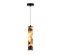 10W Marble Cylinder Pendant Light, Modern Slim LED Hanging Ceiling Light