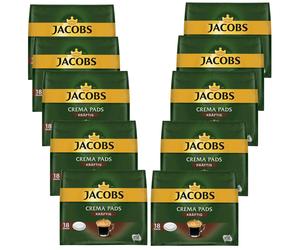 10x 18 Jacobs Crema Pads Fuerte Café Café Tostado Sabor Cremoso