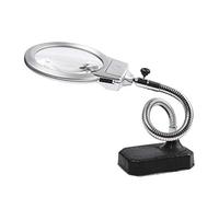 10x 20x Magnifying Glass, Large Stand Desktop with 2 Led Lens Hands Free Magnifying with Light for Hobby Crafts Inspection Reading Model Building Soldering Desktop Magnifier