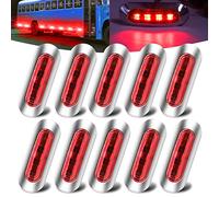10x 4LED Luces de Posición Lateral Rojo,Universal 12V-24V Luces Laterales del Marcador Luz de Gálibo Luz de Advertencia Indicadores Luces con Bisel Cromado para Remolque/Caravana/Camión/Autobús/Bote