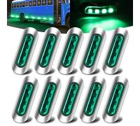 10x 4LED Luces de Posición Lateral Verde,Universal 12V-24V Luces Laterales del Marcador Luz de Gálibo Luz de Advertencia Indicadores Luces con Bisel Cromado para Remolque/Caravana/Camión/Autobús/Bote