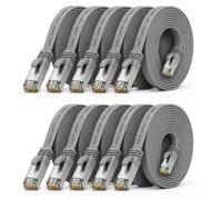 10x Cable Ethernet CAT7 plano 0,5m U/FTP 10 Gbit/s RJ45 Cat6a gris