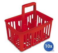 10x CESTILLO PORTABOTELLAS LT 1 EN PLÁSTICO ROJO A 6 PUESTOS