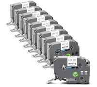 10x Exsun 12mm 0.47 TZe-231 Compatible Etiqueta para Brother TZ TZe231 TZ231 TZc-231 para Brother P-touch PT-H105 PT-H107 PT-D200 D400 PT-1010 PT1000 PT-H100R PT-H108, Negro sobre Blanc