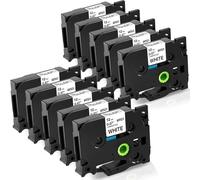 10x Fimax tze-231 12mm 0.47 Negro sobre Blanco Reemplazo Brother P-touch Label Tape TZe231 TZ231, para PT-H100LB PT-P300BT PT-1010 GL-H105 PT-H100R PT-H108GT PTH107B