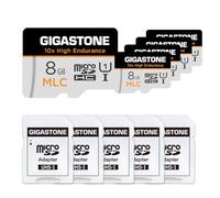 [10x High Endurance] Gigastone 8GB MLC Tarjeta de Memoria Micro SD, Paquete de 5, grabación de Video 4K, Cámara de Seguridad, Cámara de vigilancia, Cámara de Tablero Compatible 90MB/s, U1 C10