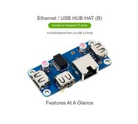 10X HUB Ethernet / USB HAT (B) para Raspberry Pi 4B / 3B + / 3A + / 2B / Zero / Zero con Zero WH, con 1 Puerto Ethernet RJ45