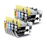 10x LC421 LC421XL Paquete de Cartuchos de Valor Compatibles con Brother LC421 LC421XL LC-421XL LC-421XLVAL para Brother DCP-J1050DW MFC-J1010DW DCP-J1140DW (4 Negros, 2 Cian, 2 Amarillo, 2 Magenta)