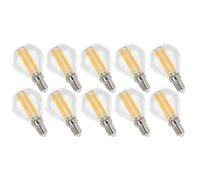 10X LED Filamento Bombilla Gotas 4W = 40W E14 Claro 500lm Blanco Cálido 2700K
