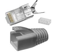 10x Lumonic 10x Enchufe de Red RJ45 Gris I con Alivio de tensión, Ayuda a la inserción y protección contra dobleces I Enchufe de crimpado para Cable LAN de Red CAT5, CAT6 y CAT7