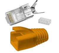 10x Lumonic 10x Enchufe de Red RJ45 Naranja I con Alivio de tensión, Ayuda a la inserción y protección contra dobleces I Enchufe de crimpado para Cable LAN de Red CAT5, CAT6 y CAT7