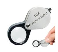 10x Lupa Aumento Joyas Lupa 16mm, Trillizo Óptico Vaso Inoxidable Acero Cuerpo Hasting Plegar Mini Diseño Bolsillo Aumentador Herramienta para Estampilla & Moneda Coleccionistas, Aficionados, Relojes