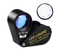 10X Lupa de Joyería con Lupa Iluminada, Lupa de joyería Plegable de Metal con luz LED para joyería, Monedas, Sellos