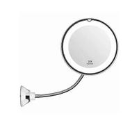 10X Magnifying Suction Mirror,Dimmable LED Lighted Power Locking Suction Cup with Day Light and 360 Degree Swivel,Portable Vanity