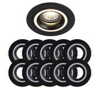 10x Marco Empotrable Negro Ø75 mm Para MR16, Aluminio Fundido a Presión