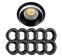 10x Marco Empotrable Negro 919B Ø65 mm Para MR16, Aluminio IP20
