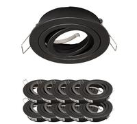 10x Marco Montaje Empotrado GU10 Set Negro Mate 648-MB Ø75 MM IP20 Foco Cubrir