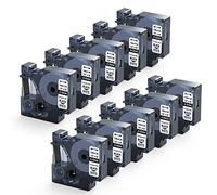 10x MarkField Compatible Cinta de etiquetas Reemplazo para Dymo Rhino 18444 S0718600 Vinilo industrial Casete para Dymo Rhino 4200 5000 5200 6000 3000 1000, 12mm x 5.5m, Negro sobre blanco