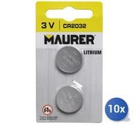10x Maurer Batería De Botón Litio CR 2032 Conf. Pz 2 Voltios 3