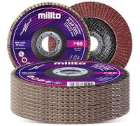 10x Millto Disco de Lija Flap 125x22,2 mm P60 T29 Láminas Lijadoras para Metal Madera Óxido Pintura Suciedad Amoladora Angular Disco Abrasivo Flap Rueda Lijado Superficies