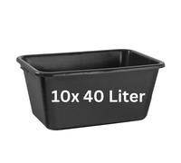 10x Mortero 40 Litros Tina de Cemento Cubeta P/Construcción Speiswanne Negro