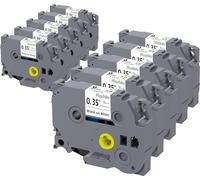 10x Msudoku TZe-221 Compatible para Brother P Touch Cintas 9mm Negro sobre Blanco Recambio para TZe221 TZ-221 TZ221 Cinta Laminada para Brother P touch H100LB H105 H107B D400 D600