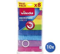 10X Paquete Vileda Paños Colores 100% Microfibra 30X30Cm 8Pz