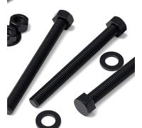 10x Pernos de cabeza hexagonal negros de PP, tuercas y arandelas de plástico, M10 x 100 mm