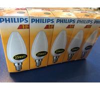 10x Philips Lámparas Vela Mate E14 25W 230V 215 lm Regulables Bombillas