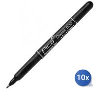 10X Pica Market Marcador Permanente 533 Pica Punta Fina Mm 0,7 Negro