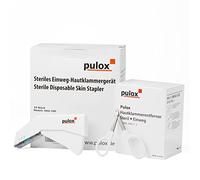 10x Pulox Grapadora de Piel estéril desechable + Removedor (Set) instrumento desechable con grapadora de 35 soportes de piel y removedor de grapas