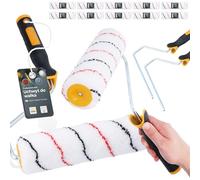 10x Rodillo Pintura 25 cm Recambio Alta Densidad Cobertura 2x Mango Ergonómico Uniforme Interior Exterior Paredes Techos Fachadas Juego Decoración