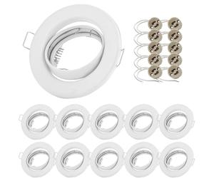 10x Sweet LED marco empotrable incluido casquillo GU10 - IP20 focos empotrables 230V - adecuado para LED y halógenos - focos empotrables orientables de metal - Ø 88mm, blanco