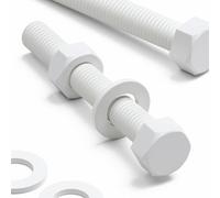 10x Tornillo de cabeza Hexagonal Polipropileno Blancos (PP), Pernos Tornillos y Tuercas de Plástico, M10 x75mm, arandelas, resistente al agua