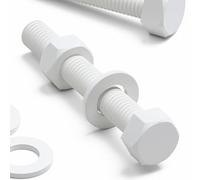 10x Tornillo de cabeza Hexagonal Polipropileno Blancos (PP), Pernos Tornillos y Tuercas de Plástico, M10 x 70mm, arandelas