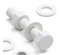 10x Tornillo de cabeza Hexagonal Polipropileno Blancos (PP), Pernos Tornillos y Tuercas de Plástico, M10 x60mm, arandelas, resistente al agua