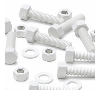 10x Tornillo de cabeza Hexagonal Polipropileno Blancos (PP), Pernos Tornillos y Tuercas de Plástico, M12 x 50mm, arandelas