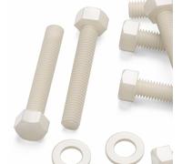 10x tornillos de cabeza de Nailon Hexagonal, M10 x 60mm, Pernos Tornillos y Tuercas de Plástico, Tuercas, Arandelas, Nailon