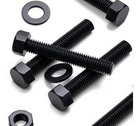 10x tornillos de cabeza de Nailon Hexagonal Negros, M10 x 50mm, Pernos Tornillos y Tuercas de Plástico, Tuercas, Arandelas, Negro Nailon