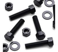 10x tornillos de cabeza de Nailon Hexagonal Negros, M12 x 50mm, Pernos Tornillos y Tuercas de Plástico, Tuercas, Arandelas, Negro Nailon