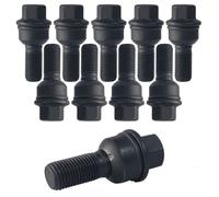 10x Tornillos de rueda M14x1.5 35mm asiento esférico 2-piezas R14 negro para Aud