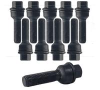 10x Tornillos de rueda M14x1.5 42mm asiento esférico 2-piezas R14 negro para VW