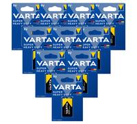10x VARTA Pila 9 V Bloque Alcalina de Zinc-Carbón 6F22