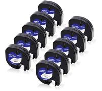 10x XemaX Cinta de Etiquetas Compatible para Letra 91201 91221 S0721610 S0721660 12mm x 4m Cinta Negro sobre Blanco Cartucho para Letra LT-100H 100T 2000 200B XR XM 80 QX-50