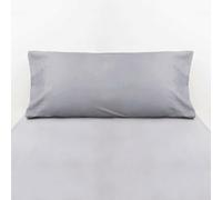 10XDIEZ Funda Almohada algodón percal 200 Hilos (Gris - 110x45cm (para Almohada de 90cm))